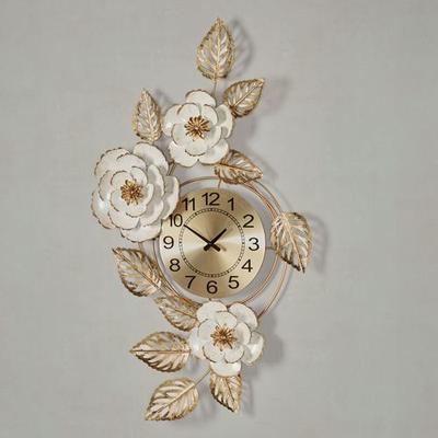 Aurora Floral Wall Art Clock Ivory/Gold , Ivory/Gold