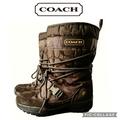 Coach Shoes | Coach Signature Monogram Sela Brown Cold Winter Snow Mid Calf Boots Size 7.5 | Color: Brown | Size: 7.5