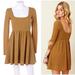 Free People Dresses | Free People Day And Night Babydoll Metallic Dress Holiday Skater Long Sleeve | Color: Gold | Size: Xs/S