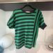 Michael Kors Tops | $129 Michael Kors Womens Green Black Striped Modern Short Sleeve Career Sweater | Color: Black/Green | Size: M