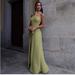 Zara Dresses | Light Green Zara Maxi Gown Pleated Halter Dress | Color: Green/Yellow | Size: S