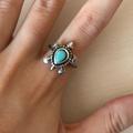 Madewell Jewelry | Madewell Silver Tone Turtle Ring With Aquamarine Stone - Size 8 | Color: Blue/Silver | Size: Os