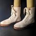 Kate Spade Shoes | Kate Spade Nwot 6.5 York Merigue Cream Woven Lace Up Combat Style Boots | Color: Cream/Tan | Size: 6.5