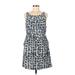 J.Crew Factory Store Casual Dress - Mini Scoop Neck Sleeveless: Blue Print Dresses - Women's Size 6