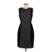 J.Crew Casual Dress - Sheath Crew Neck Sleeveless: Black Chevron/Herringbone Dresses - Women's Size 6