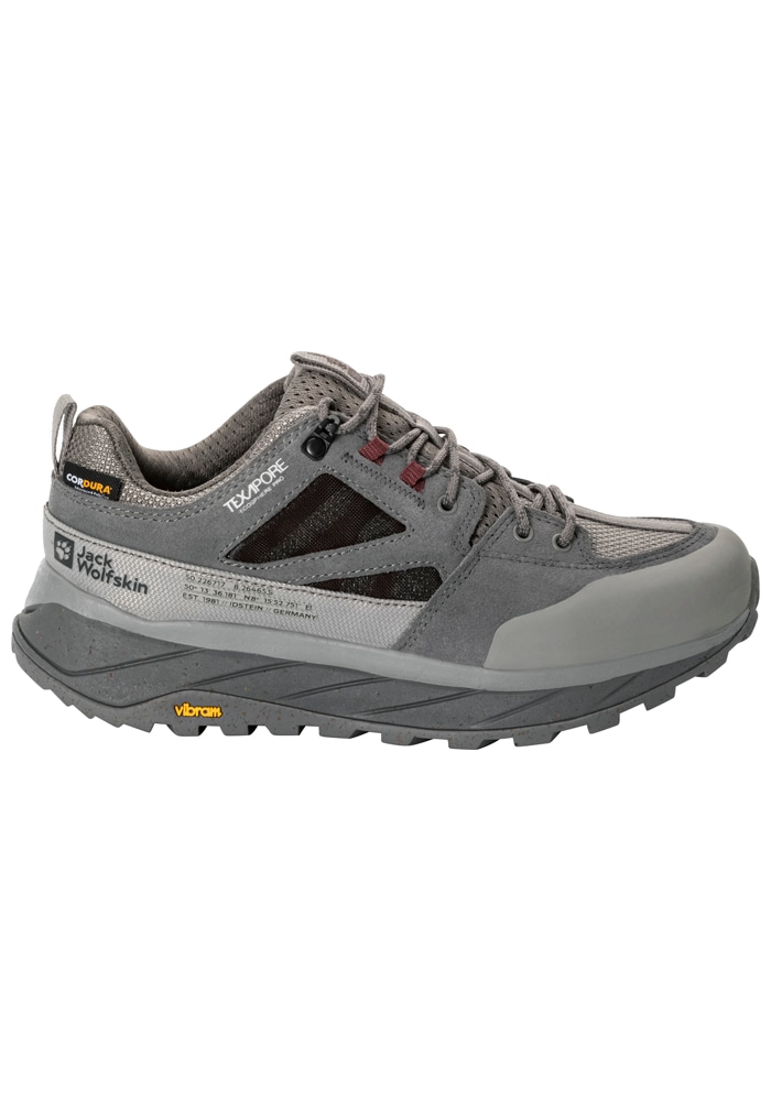 Hikingschuh JACK WOLFSKIN "TERRAQUEST TEXAPORE LOW W", Damen, Gr. UK45-EU375, Normalschaft, grau (smokey, grau), Obermaterial:Leather / Futter: Textile TEXAPORE ECOSPHERE PRO / Sohle: Rubber / EVA, Schuhe