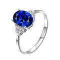 Ayoiow White Gold Ring 18K Real White Gold Oval 2ct Blue Tanzanite Rings 0.057ct Diamond Ring Engagement White Gold Engagement Ring