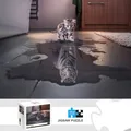 Puzzle de sol chat et tigre pour adultes jeux de puzzle réflexion de l'eau décoration