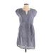 Cut Loose Casual Dress - Mini V-Neck Short sleeves: Gray Dresses - Women's Size X-Small
