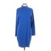 Shein Casual Dress - Sweater Dress: Blue Solid Dresses - Women's Size 20