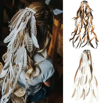 Peignes à plumes pour femmes accessoires pour cheveux bandeau ethnique queue de cheval vêtements