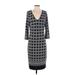 White House Black Market Casual Dress - Sheath V-Neck 3/4 sleeves: Gray Dresses - Women's Size Small