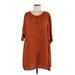 Monki Casual Dress - Shift Scoop Neck 3/4 sleeves: Brown Print Dresses - Women's Size Medium