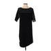 Lauren by Ralph Lauren Casual Dress - Party Crew Neck 3/4 sleeves: Black Solid Dresses - Women's Size Small