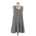 Ann Taylor LOFT Casual Dress - Mini Scoop Neck Sleeveless: Gray Print Dresses - Women's Size Medium