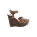 Madison by Shoedazzle Wedges: Tan Print Shoes - Women's Size 9 - Open Toe