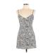 Lovely Day Casual Dress - Mini: Silver Animal Print Dresses - Women's Size Large