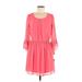A. Byer Casual Dress - DropWaist: Pink Solid Dresses - New - Women's Size Medium