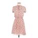 Moods of Norway Casual Dress - Mini Mock Short sleeves: Pink Floral Dresses - Women's Size 36