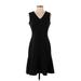 Calvin Klein Casual Dress - A-Line V Neck Sleeveless: Black Print Dresses - Women's Size 4