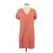 Madewell Casual Dress - Shift V Neck Short sleeves: Pink Print Dresses - New - Women's Size Small