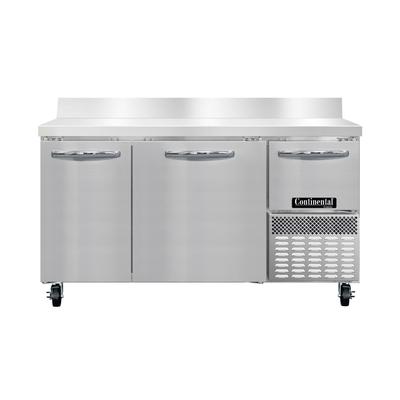 Continental FA60NBS 60" W Worktop Freezer w/ 3 Sections & 3 Doors, 115v, Stainless Steel & Aluminum, Silver