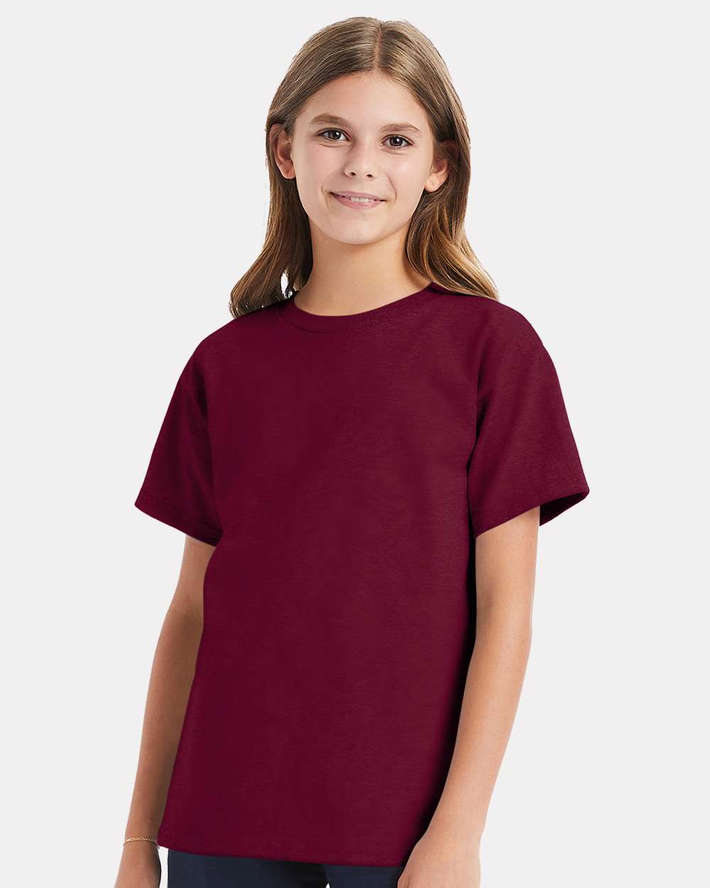 Hanes 5480 Youth Essential-T T-Shirt in Cardinal | Cotton