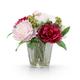 Composition de pivoines et baies artificielle rose et verte H25