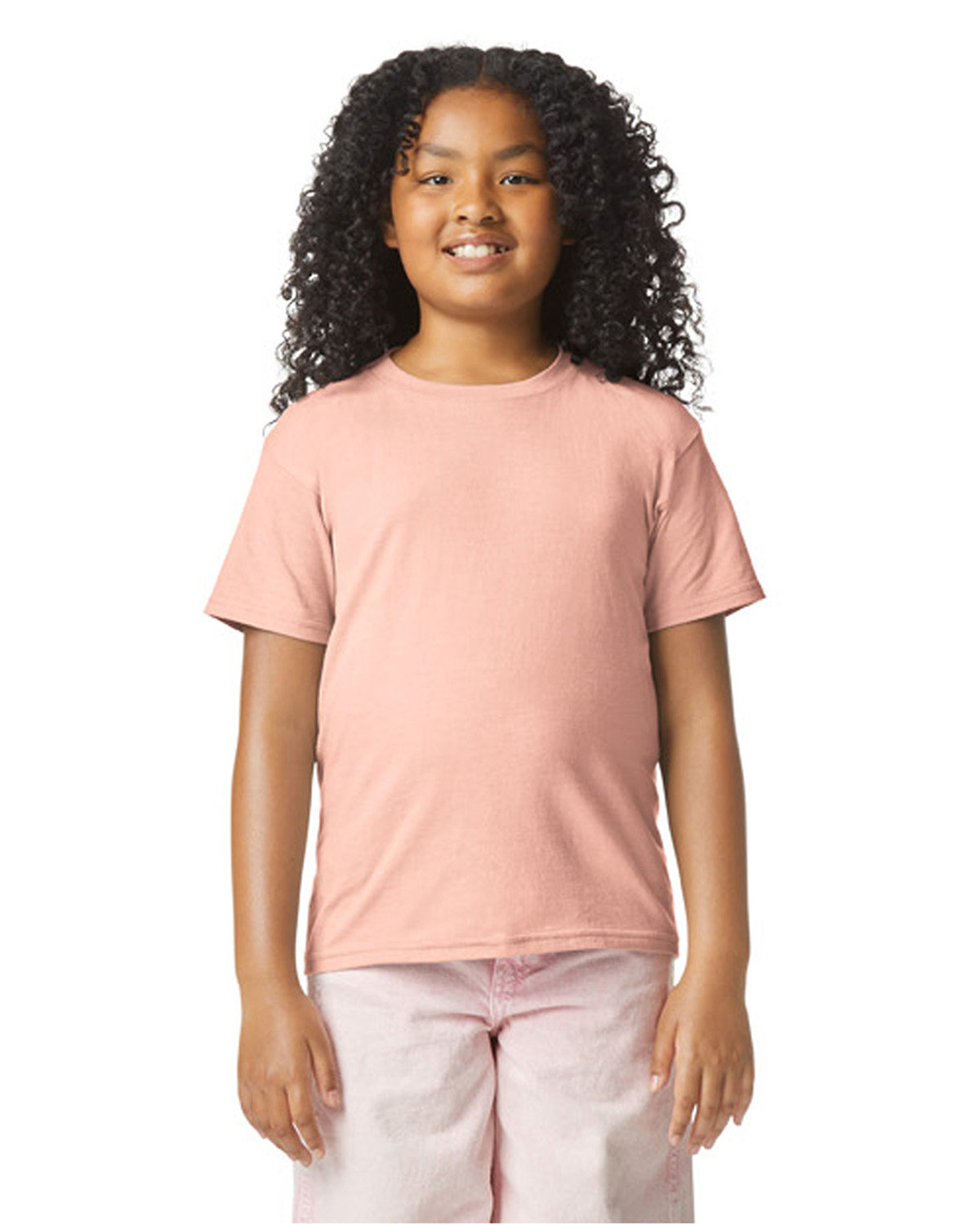 Gildan G670B Youth Softstyle CVC T-Shirt in Dusty Rose size Medium | 60/40 cotton/polyester 64000BCVC, GL64000BCV, 67000B, G640BCVC