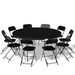 Magshion 11 Pieces 5 Ft Foldable Plastic Card Table and Chair Set Portable Folding Dining Table Picnic Desk with Handle and 10Pcs Chairs Black