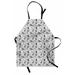 Floral Apron Monochrome Illustration of Bamboo Leaves Drawn by Hand Unisex Kitchen Bib with Adjustable Neck for Cooking Gardening Adult Size Pale Grey White by Ambesonne