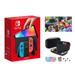 2023 Newest Nintendo Switch OLED Model Neon Red & Blue Joy-Cons Console 32GB Internal Storage Bundle with Mario Kart 8 Deluxe & 10 in 1 Accessory Case