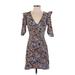Zara TRF Casual Dress - Mini Plunge 3/4 sleeves: Purple Dresses - Women's Size Small