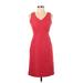 Banana Republic Casual Dress - Sheath V-Neck Sleeveless: Red Print Dresses - Women's Size 00 Petite