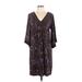 MICHAEL Michael Kors Casual Dress - Shift V-Neck 3/4 sleeves: Brown Dresses - Women's Size Large
