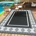 SIXHOME Outdoor Rug Clearance Patio Rug 5x8 Waterproof Outdoor Mats Porch Camping Plastic Area Rugs Black and White Reversible Outside Rug for Picnic RV Balcony Straw Texture Morocco Geometric Pattern