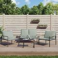 4 Piece Patio Lounge Set with Cushions Anthracite Steel