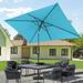 Sonerlic 10x6.5ft Patio Market Umbrellas and Shade Table Umbrella for Patio and Outdoor with Tilt Button for Deck Garden and Pool Aqua Blue