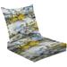 2-Piece Deep Seating Cushion Set allover Watercolour flowers White abstract white geometric print Outdoor Chair Solid Rectangle Patio Cushion Set