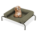 MoNiBloom Mult-size Elevated Dog Bed Portable Raised Pet Cot with Bolster Breathable Mesh Skid-Resistant Feet for Small Pet Dark Green