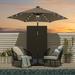 Sonerlic 7.5 FT LED Outdoor Patio Umbrella and Shade Market Table Umbrella Outside With a Crank for Garden Deck and Pool Taupe