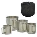 Carevas Stainless steel cup Handles 4 Piece 4 Piece Stainless Coffee Handles 4 Water Cup Set Outdoor Picnic Stainless Steel Cup Set ICHU Cup Handles Water HUIOP SIUKE