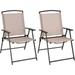 KUF Set of 2 Patio Folding Chairs - Outdoor Sling Chairs with Armrests and Rustproof Steel Frame Patio Dining Chairs with Breathable Fabric for Garden Backyard Poolside Indoors No Assembly (1)