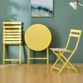 Yone jx je Patio Bistro Sets 3 Piece Patio Furniture Outdoor Garden Metal Rust Proof Tables and Chairs Foldable Round Table and Chairs Yellow