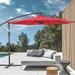 Sonerlic 10ft Outdoor Patio Umbrella Round Canopy Offset Umbrella for Villa Gardens Lawns and Yard Red