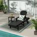 Polytrends Laguna All Weather Poly Pool Outdoor Chaise Lounge - with Side Table (2-Piece) Black