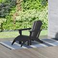 Polytrends Altura Classic Outdoor Eco-Friendly All Weather Adirondack Chair with Ottoman (2-Piece Set) Black