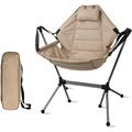 Portable Hammock Camping Chair Adjustable Back Padded Folding Swing Chair with Pillow & Side Pocket Carry Bag Camping Picnic 330lbs KHAKI