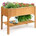 Raised Garden Bed Wood Planter Box with Storage Shelf and for Vegetables Flowers & Herbs 2-Tier Elevated Garden Planter Bed for Backyard Patio Balcony Greenhouse 47 x 22.5 x 35.5