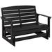 Outsunny Patio Glider Bench w/ HDPE Slatted Double Rocking Chair Black